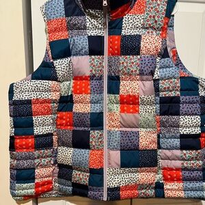 Lands' End Colorful Patchwork Puffer Vest 2X